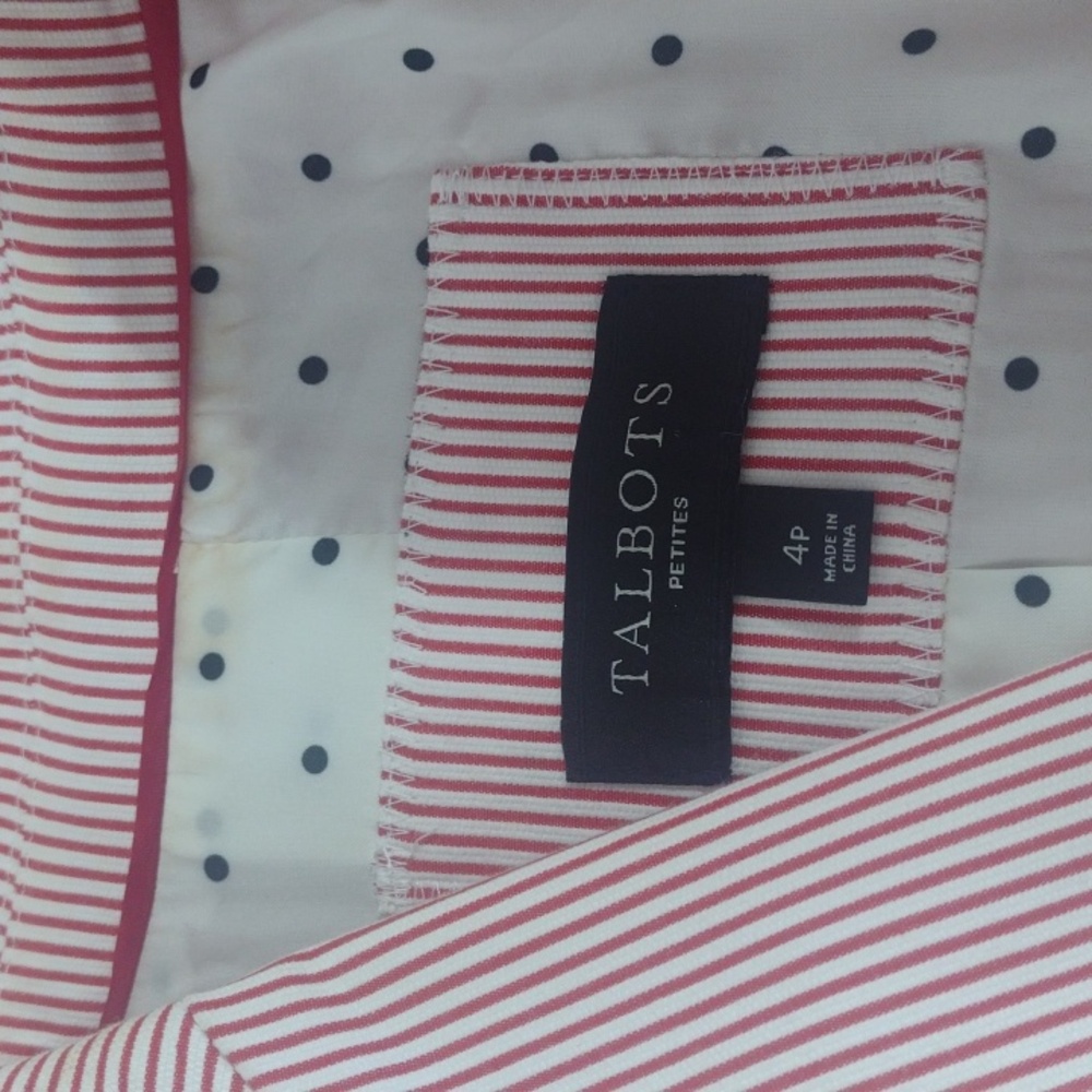 Talbots Red & White Striped Two Button Blazer Siz… - image 6